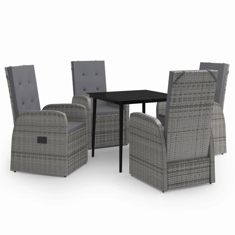 vidaXL Garden Dining Set in Gray and Black