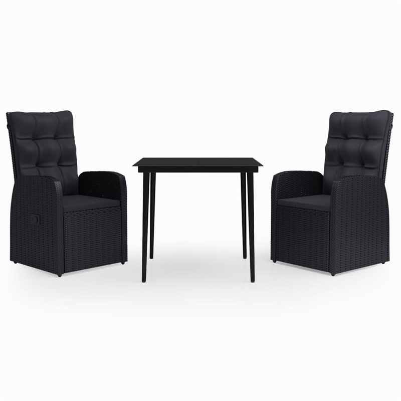 vidaXL Garden Dining Set in Black With in Black Cushions
