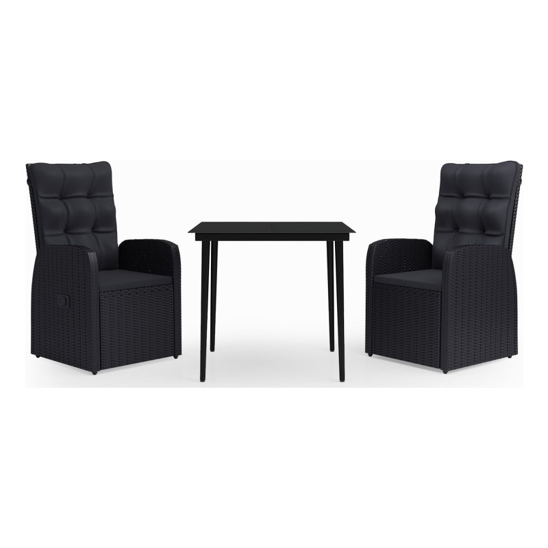 vidaXL Garden Dining Set in Black With in Black Cushions