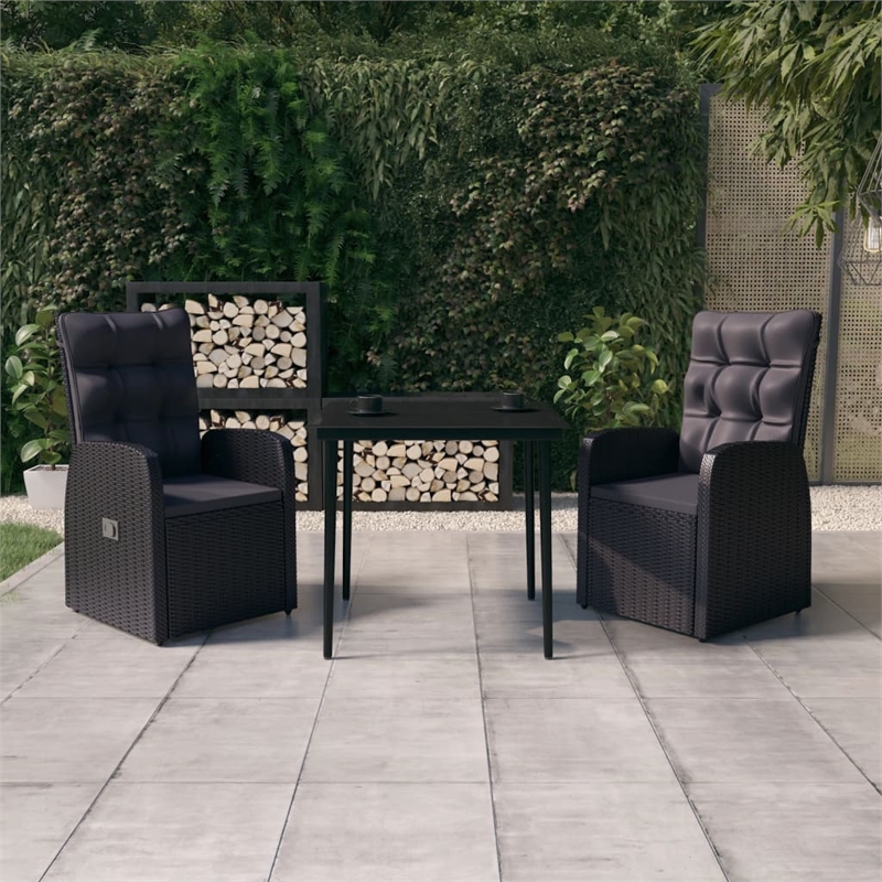 vidaXL Garden Dining Set in Black With in Black Cushions