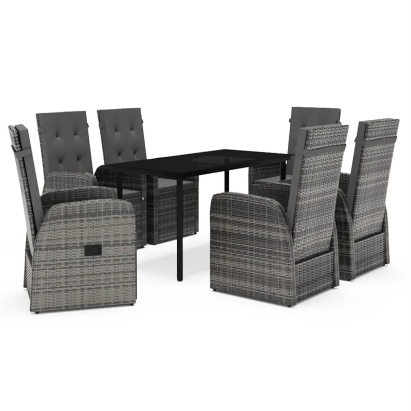 vidaXL Garden Dining Set in Gray and Black