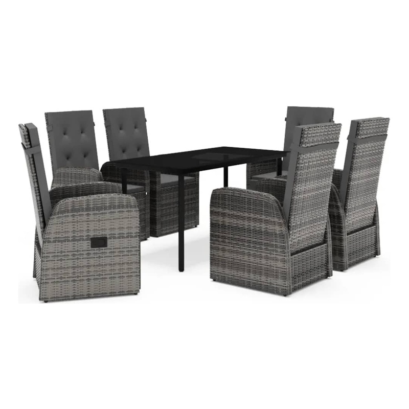 vidaXL Garden Dining Set in Gray and Black