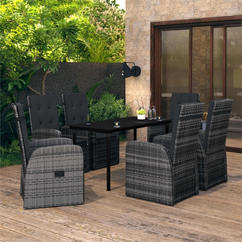 vidaXL Garden Dining Set in Gray and Black