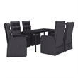 vidaXL PE Rattan/Powder-Coated Steel/Glass Garden Dining Set in Black
