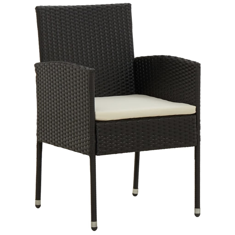 vidaXL PE Rattan/Steel/Solid Acacia Wood Outdoor Dining Set in Black