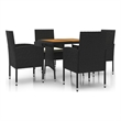 vidaXL PE Rattan/Steel/Solid Acacia Wood Outdoor Dining Set in Black