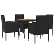 vidaXL PE Rattan/Steel/Solid Acacia Wood Outdoor Dining Set in Black