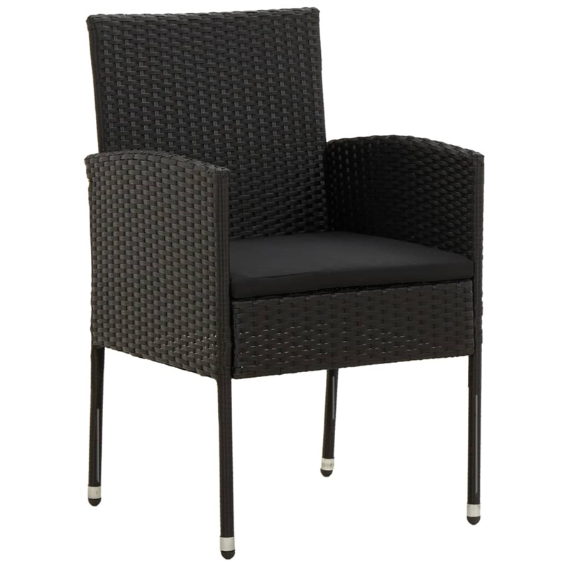vidaXL PE Rattan/Steel/Solid Acacia Wood Outdoor Dining Set in Black