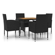 vidaXL PE Rattan/Steel/Solid Acacia Wood Outdoor Dining Set in Black