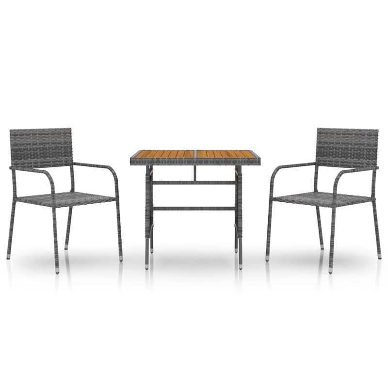 vidaXL PE Rattan/Steel/Solid Acacia Wood Medium Outdoor Dining Set in Gray