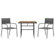 vidaXL PE Rattan/Steel/Solid Acacia Wood Medium Outdoor Dining Set in Gray