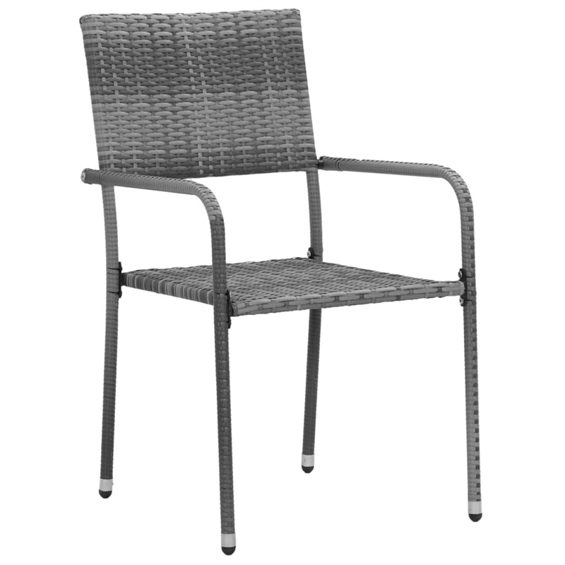 vidaXL PE Rattan/Steel/Solid Acacia Wood Medium Outdoor Dining Set in Gray
