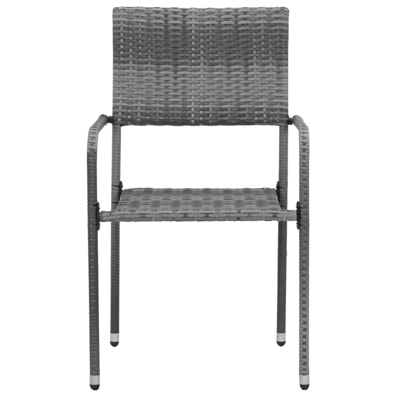 vidaXL PE Rattan/Steel/Solid Acacia Wood Medium Outdoor Dining Set in Gray