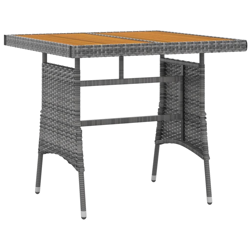 vidaXL PE Rattan/Steel/Solid Acacia Wood Medium Outdoor Dining Set in Gray