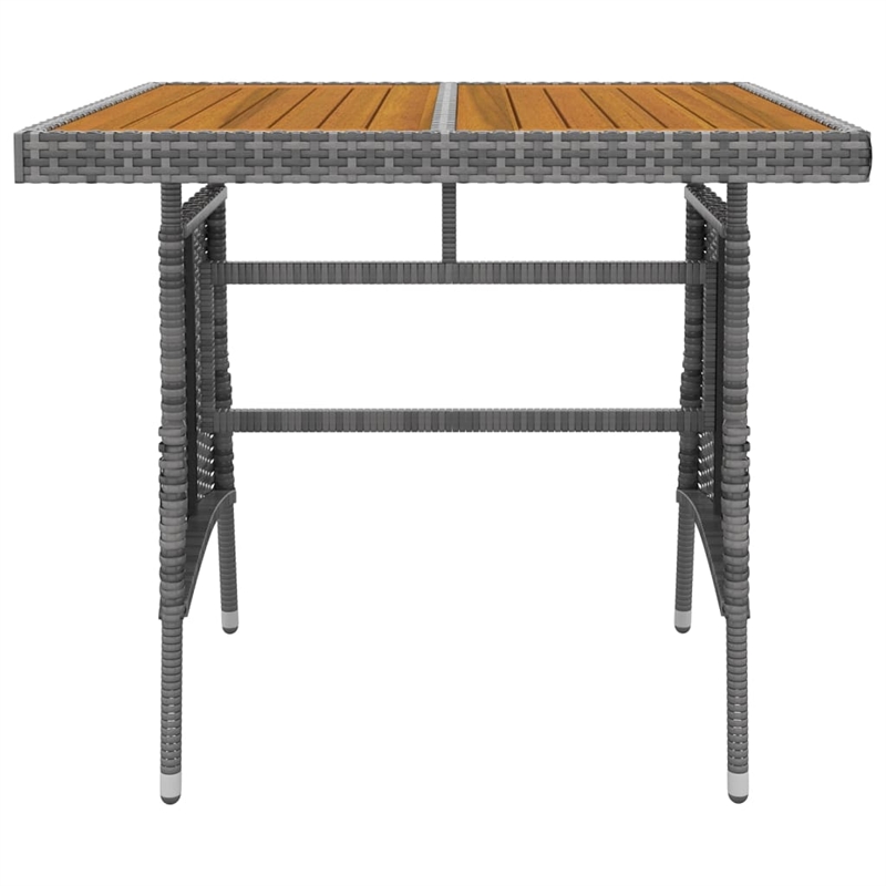 vidaXL PE Rattan/Steel/Solid Acacia Wood Medium Outdoor Dining Set in Gray