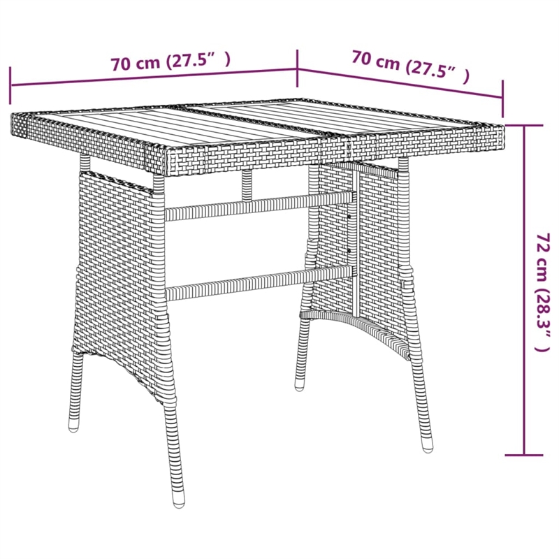 vidaXL PE Rattan/Steel/Solid Acacia Wood Medium Outdoor Dining Set in Gray