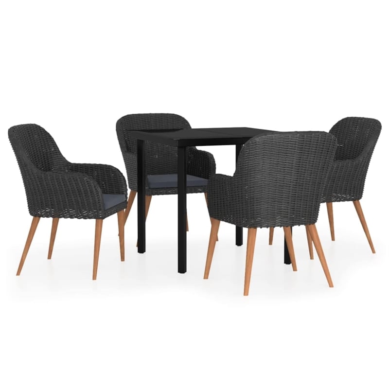 vidaXL Garden Dining Set in Black/Dark Gray