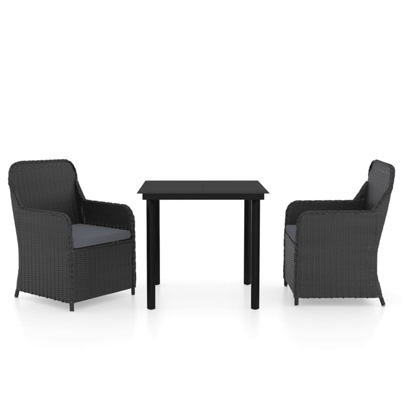 vidaXL Poly Rattan Medium Removable Covers Garden Dining Set in Black