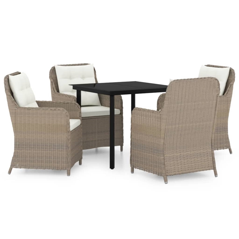 vidaXL Garden Dining Set in Brown/Cream/Black