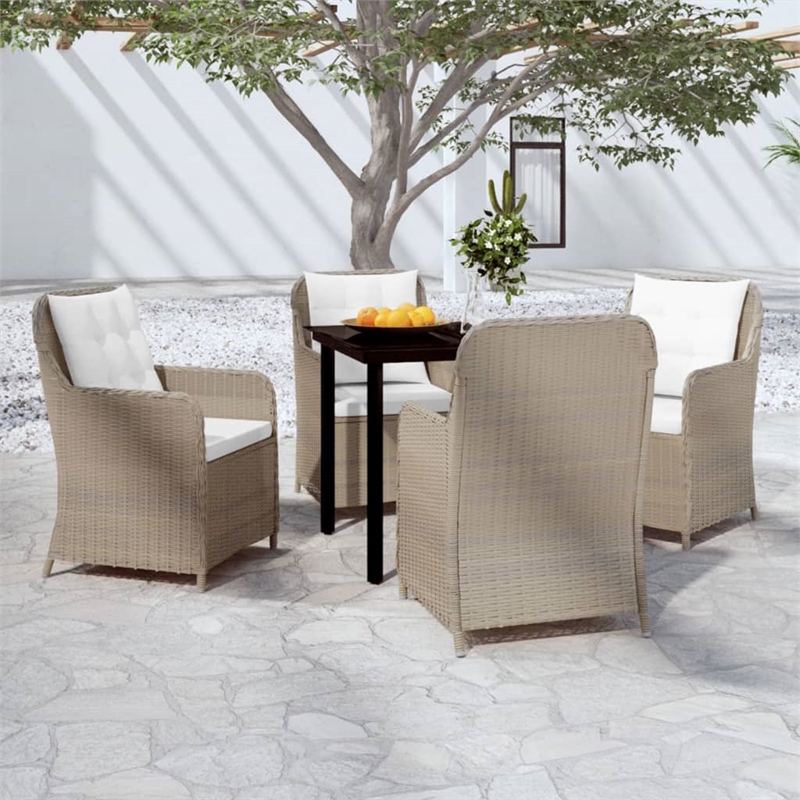 vidaXL Garden Dining Set in Brown/Cream/Black