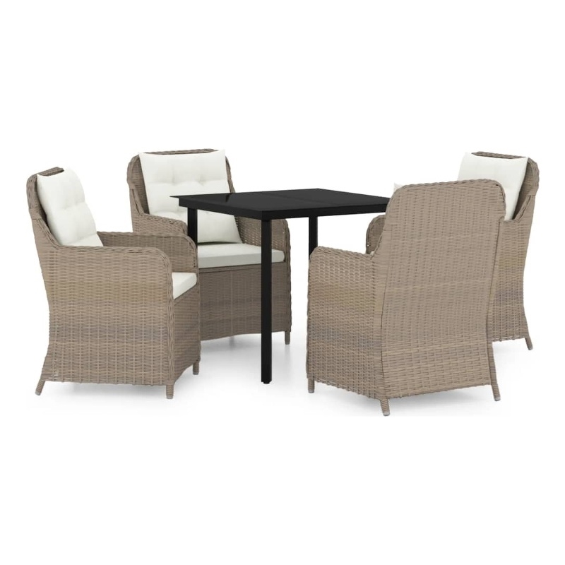 vidaXL Garden Dining Set in Brown/Cream/Black