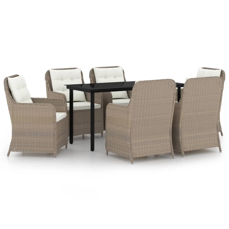 vidaXL Garden Dining Set in Brown/Cream/Black