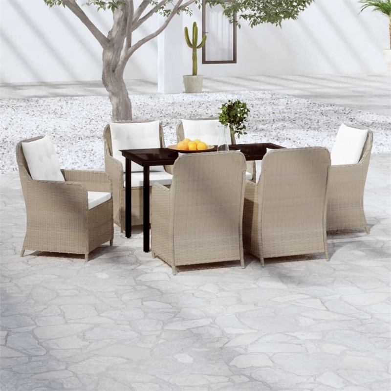 vidaXL Garden Dining Set in Brown/Cream/Black