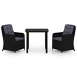 vidaXL Powder-Coated Steel 3 Piece Set Garden Dining Set in Black