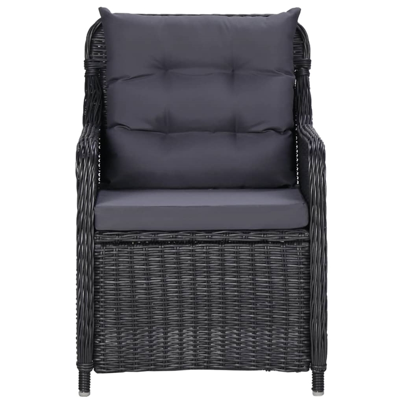 vidaXL Powder-Coated Steel 3 Piece Set Garden Dining Set in Black