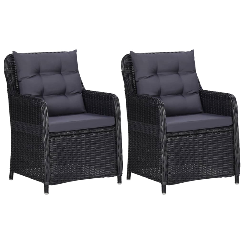 vidaXL Powder-Coated Steel 3 Piece Set Garden Dining Set in Black