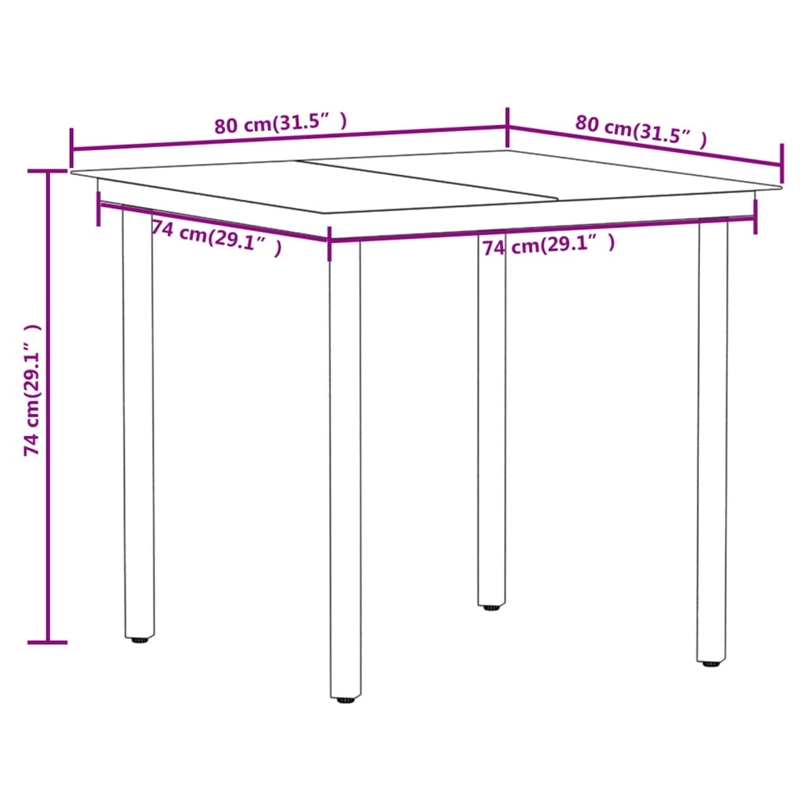 vidaXL Powder-Coated Steel 3 Piece Set Garden Dining Set in Black