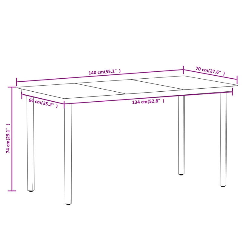vidaXL Garden Dining Set in Black/Dark Gray