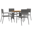 vidaXL PE Rattan/Steel/Solid Acacia Wood Medium Outdoor Dining Set in Gray