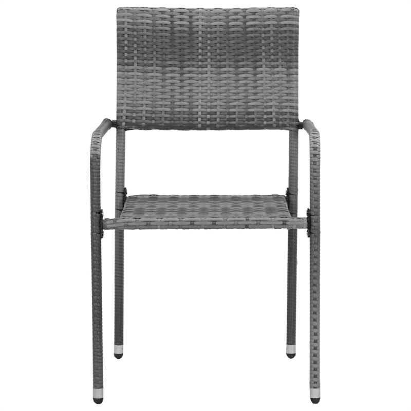 vidaXL PE Rattan/Steel/Solid Acacia Wood Medium Outdoor Dining Set in Gray