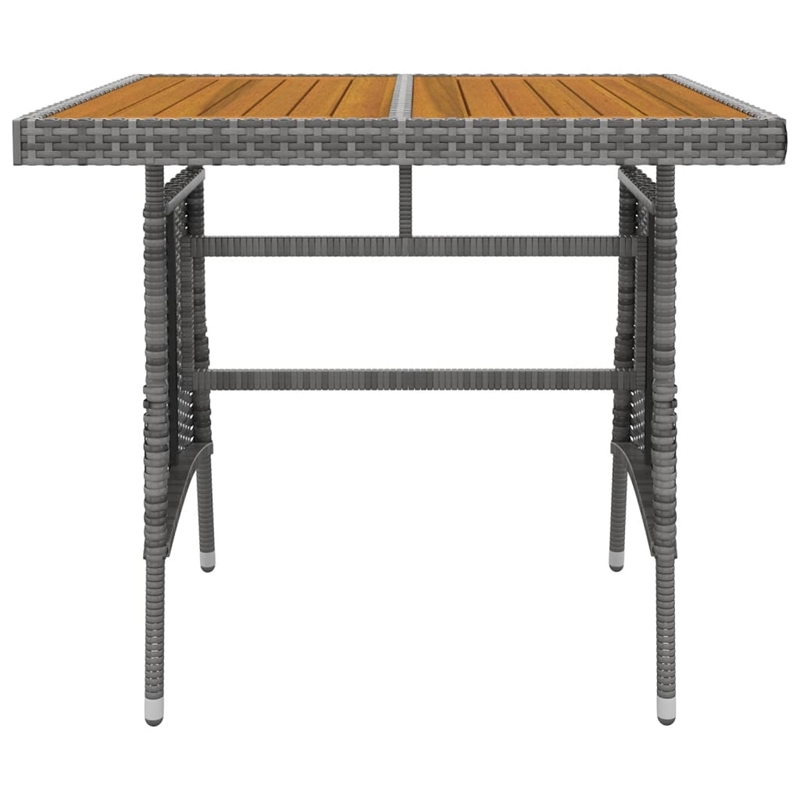 vidaXL PE Rattan/Steel/Solid Acacia Wood Medium Outdoor Dining Set in Gray