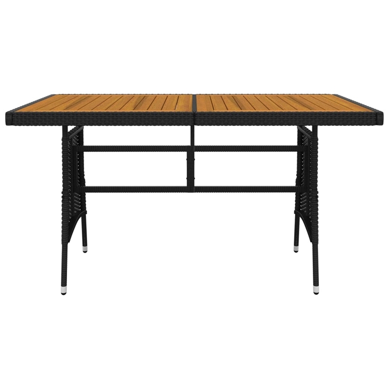 vidaXL PE Rattan/Steel/Solid Acacia Wood Outdoor Dining Set in Black