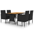vidaXL PE Rattan/Steel/Solid Acacia Wood Outdoor Dining Set in Black