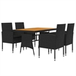 vidaXL PE Rattan/Steel/Solid Acacia Wood Outdoor Dining Set in Black