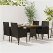 vidaXL PE Rattan/Steel/Solid Acacia Wood Outdoor Dining Set in Black