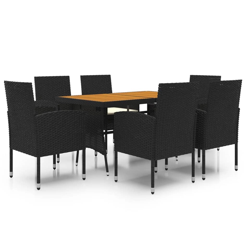 vidaXL Outdoor Dining Set in Black and Cream White