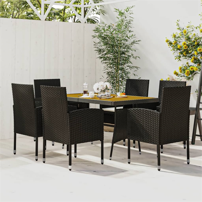 vidaXL Outdoor Dining Set in Black and Cream White