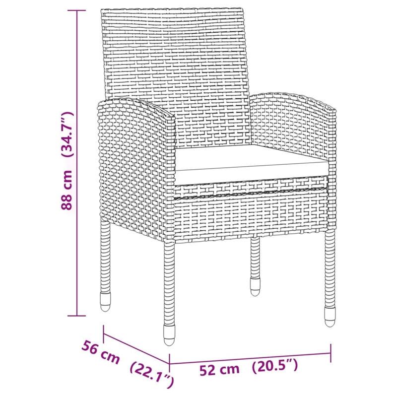 vidaXL Outdoor Dining Set in Black and Cream White