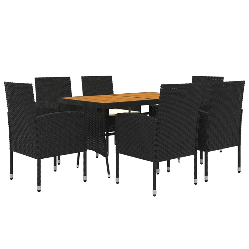 vidaXL Outdoor Dining Set in Black and Cream White