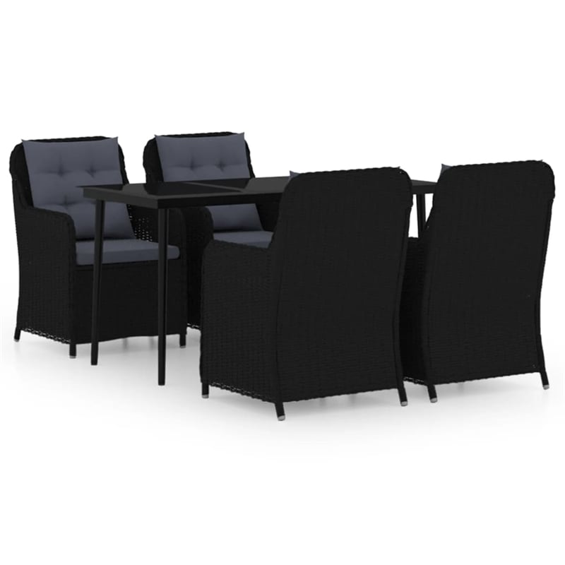 vidaXL Powder-Coated Steel 5 Piece Set Garden Dining Set in Black