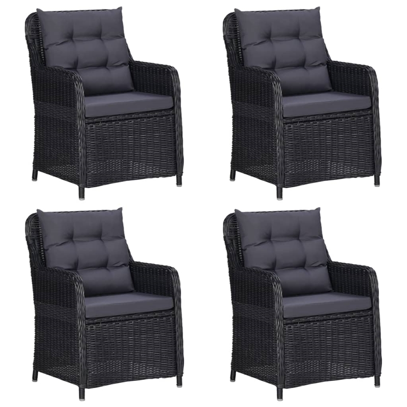 vidaXL Powder-Coated Steel 5 Piece Set Garden Dining Set in Black