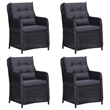 vidaXL Powder-Coated Steel 5 Piece Set Garden Dining Set in Black