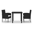 vidaXL Powder-Coated Steel/Glass Standard Garden Dining Set in Black
