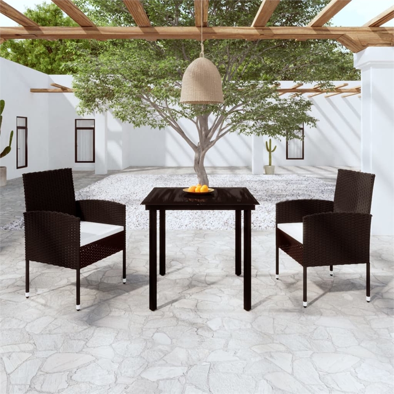 vidaXL Powder-Coated Steel/Glass Standard Garden Dining Set in Black