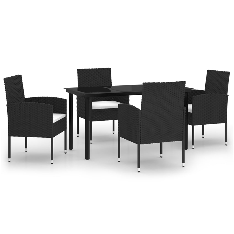 vidaXL PE Rattan Garden Dining Set in Black/Cream White
