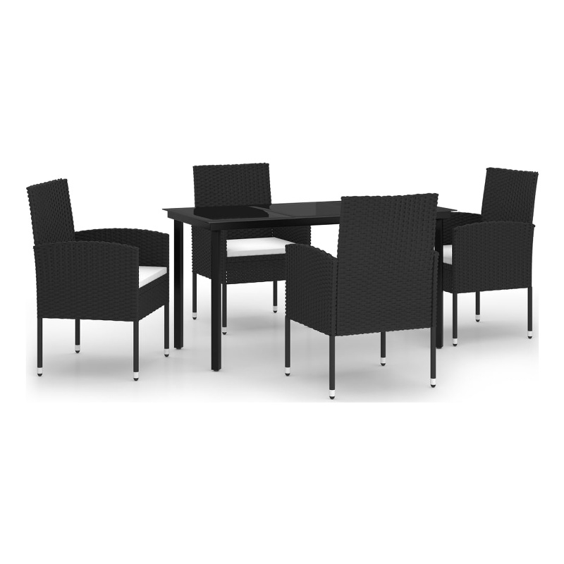 vidaXL PE Rattan Garden Dining Set in Black/Cream White